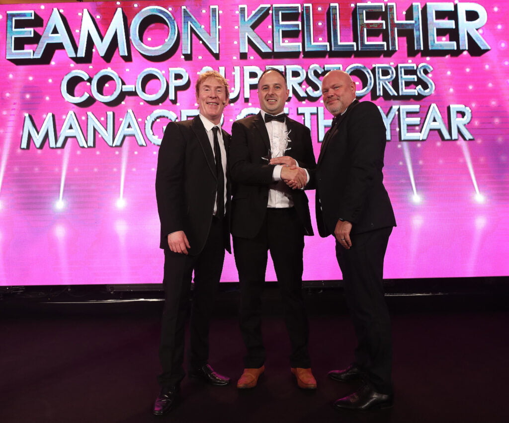 CEO Barry Whelan presents the award for Manager of the Year to Eamon Kelleher
